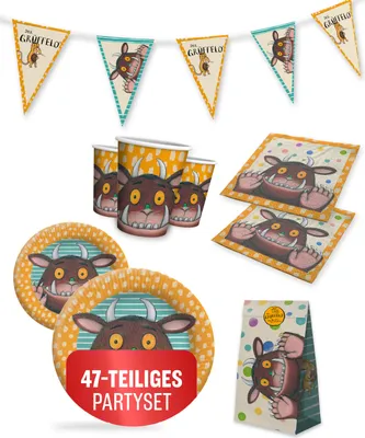 Produktbild von Grüffelo 47-tlg. Party Set – Geburtstag Deko mit Wimpel Geschenktüten Servietten