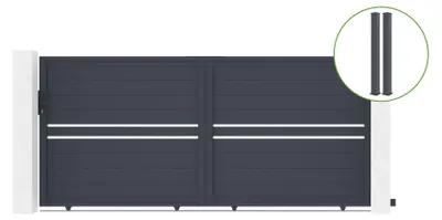 Produktbild von Schiebetor 3,5 m CIMONE H.160 cm Aluminium + 2 Pfosten 15 x 15 cm H. 190 cm GRAU