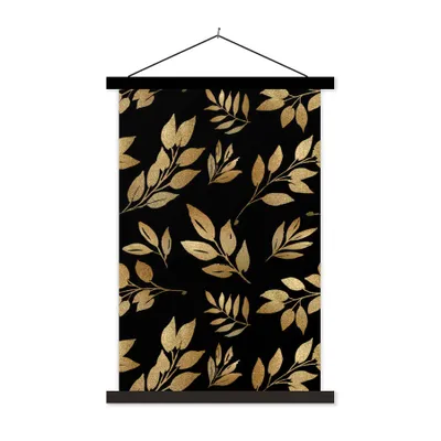Produktbild von MuchoWow® Textilposter Partoon - Schwarz und Gold - Blätter 120x180 cm mit schwarzem Rahmen - Fotos