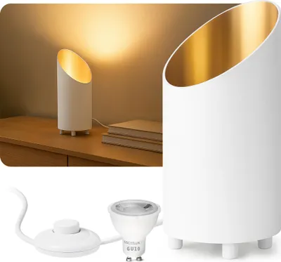 Produktbild von SSC-LUXon Bodenleuchte AUREVA Tischlampe – mit fourSTEP GU10 LED 5W warmweiß 4-fach "dimmen ohne Dimmer" – kleine Stehlampe für Fensterbank