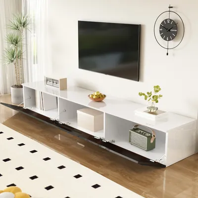 Produktbild von okwish TV-Schrank，Sideboard，Aufbewahrungsschrank，Hochglänzende Oberfläche，Multifunktionsschrank mit  LED-Beleuchtung, Große Kapazität，Schwarz&Weiß