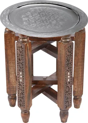 Obrázok produktu pre Orientálny konferenčný stolík Halab Brown Mehdia Silver 40 cm