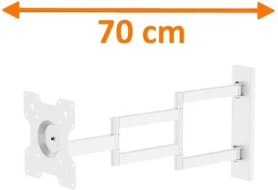 Zdjęcie produktu dla XTRARM Axis XL 70 cm, uchwyt ścienny do telewizora, zalecany do ekranów o przekątnej do 55 cali, obrót, pochylenie, obrót w płaszczyźnie, nośność do 25 kg, VESA 200x200 mm, biały