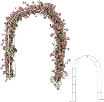 Produktbild von ACXIN Rosenbogen aus Metall 192x38x240 cm, Rankhilfe für Kletterpflanzen, Hochzeit, Garten, Terrasse, Torbogen Hochzeitsbogen Gartenbogen Pulverbeschichtet in Weiß Wetterfest