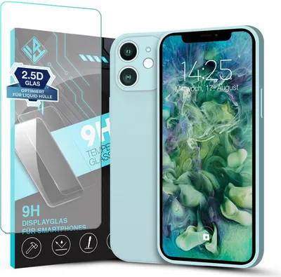 Produktbild von Hülle für Apple iPhone 11 mit 9H Displayglas Displayschutz Plus Case Cover Bumper Silikon Softgrip Schutzhülle Farbe: Hellblau