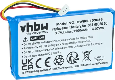 Produktbild von vhbw Akku kompatibel mit Garmin DriveSmart 5, 65, 55, 61 LMT-S, 51 LMT-D EU, 50 LMT-D, 5 LMT GPS Navigation Navi (1100 mAh, 3,7 V, Li-Ion)