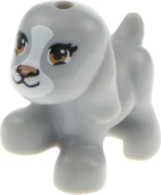 Produktbild von 1x Lego Tier Hund Friends neu-hell grau Augen Nase hell braun Welpe 98386pb02