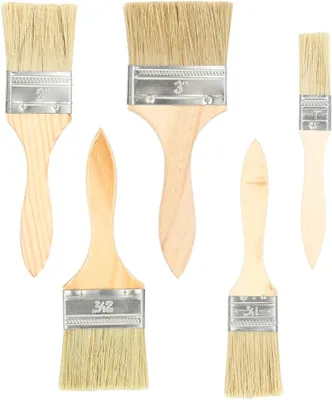 Imagen del producto de Juego de pinceles planos, de 5 piezas, con mango de madera, de 25,4 a 76,2 mm, para esmaltes y barnices