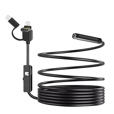 Zdjęcie produktu dla Avizar, uniwersalna, wodoodporna kamera endoskopowa (z wieloma portami: USB-C / Micro-USB / USB, długość kabla 2 metry), kolor czarny