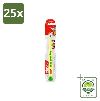 Imagen del producto de 25 cepillos de dientes para niños Elmex, diseñados para el aprendizaje y suaves para niños de 0 a 3 años. Pack grande, 25 unidades