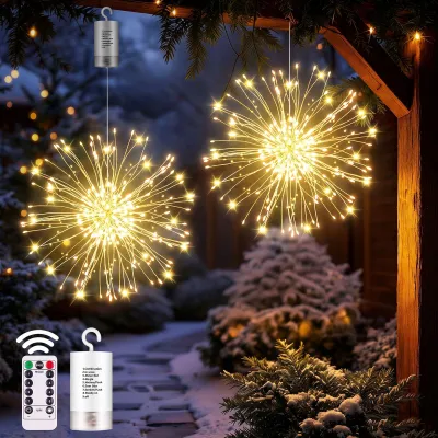 LED-Lichtbal 180 warmweiße Lichter, batteriebetrieben, 2 Stück