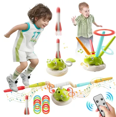 Image de Jouet 3-en-1 pour l'extérieur, idéal pour les enfants : fusée, corde à sauter, jeu de lancer
