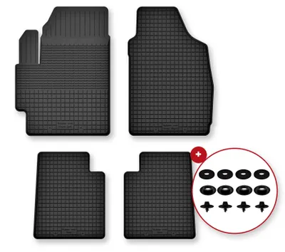 Obrázek produktu pro Gumové vaničkové autokoberce pro: Lancia Ypsilon III od 2011 hatchback černé 4 ks s úchyty – Wielganizator Semi-Universal