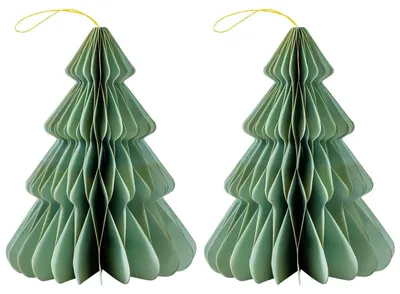 Image de lot de 2 élégantes décorations de Noël Origami Design vert sauge