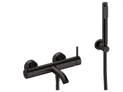 Produktbild von SANYCCES LOOP Einhebel Wannen & Brausebatterie mit Brausehalter, Handbrause & Brauseschlauch schwarz metallisch