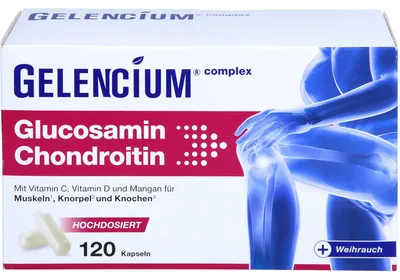 Obrázok produktu pre GELENCIUM Glukosamín Chondroitín Kapsule s vysokou dávkou s vitamínom C, 120 kapsúl