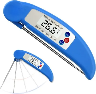 Immagine prodotto di 1 pezzo Termometro BBQ Termometro digitale pieghevole per carne Termometro da forno per alimenti Latte Acqua Olio Liquido Sonda Strumenti da cucina Spegnimento automatico Blu