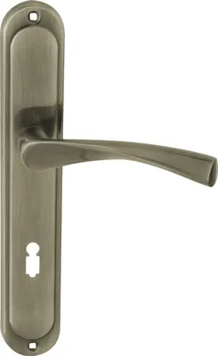 A door handle with a keyhole on a white background.