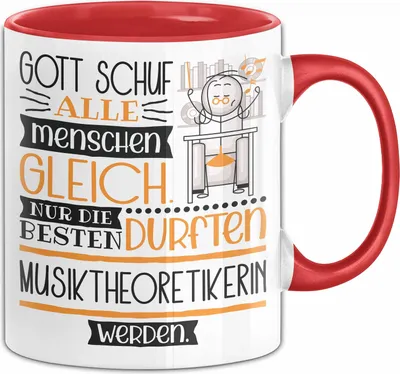 Produktbild von Musiktheoretikerin Geschenk Becher Tasse Gott Schuf Alle Menschen Gleich Nur Die Besten Durfeten Musiktheoretikerin Werden Geschenkidee Lustig (Rot)
