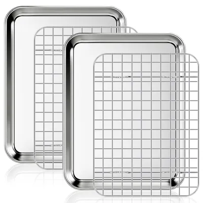 Image de Ensemble de plaques de cuisson en acier inoxydable avec grilles de refroidissement