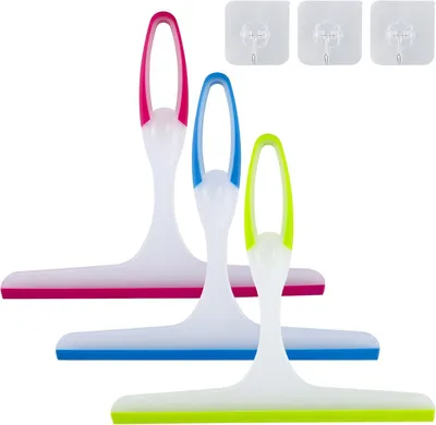 Zdjęcie produktu dla Zestaw do czyszczenia szyb prysznicowych, 3 sztuki, ergonomiczny, z haczykami, do użytku w łazience