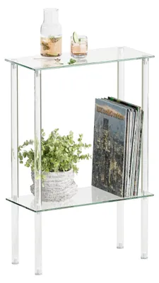 Image de Petite table d'appoint en verre avec 2 étagères