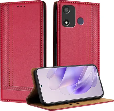 Produktbild von Handyhülle für itel P17 Pro / itel A27 Leder Flip Klappbare Schutzhülle mit Standfunktion Rot
