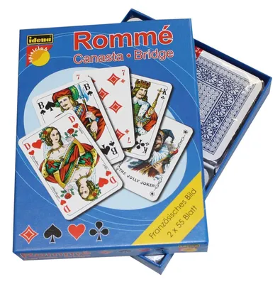 Produktbild von Idena 6250080 - Romme - Kartenspiele, 2 x 55 französisches Blatt
