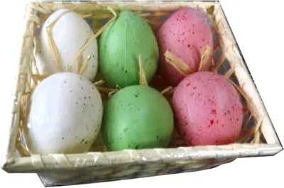 Zdjęcie produktu dla Zestaw 6 Jajek z Zawieszką w Koszyczku o Wymiatach 6x4cm