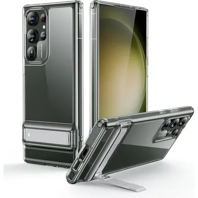 Productafbeelding van Beschermhoes voor de Samsung Galaxy S23 Ultra met standaard, 3 standen, valbescherming, draadloos opladen, transparant