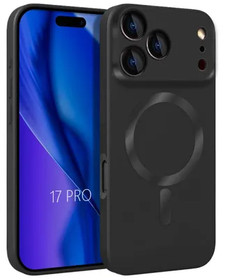 Image de Coque pour iPhone 17 Pro, Silicone Liquide Protection Slim Anti-Rayures avec Anneau Magnétique Noir