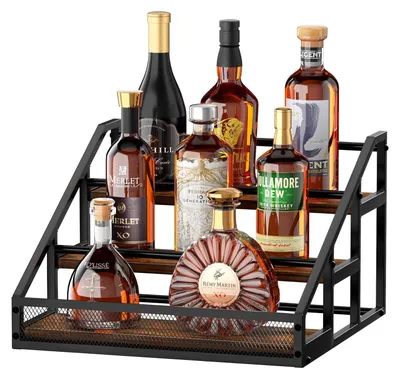 Image de Elzusha - Étagère d'exposition à 3 niveaux pour bouteilles de whisky et de spiritueux
