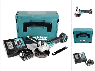 Zdjęcie produktu dla Makita DGA 504 RM1J akumulatorowa szlifierka kątowa 18V 125mm bezszczotkowa + 1x akumulator 4.0Ah + ładowarka + Makpac