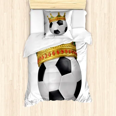Produktbild von ABAKUHAUS König Mantele, Fußball-Fußball mit Krone, Milbensicher Allergiker geeignet mit Kissenbezügen, 135 cm x 200 cm - 80 x 80 cm, Mehrfarbig