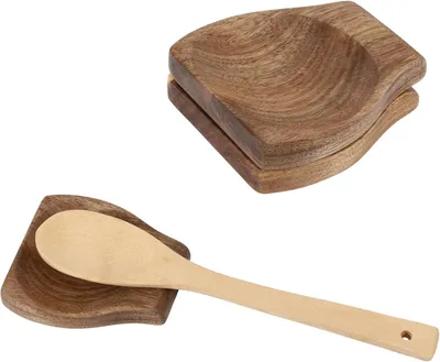 Produktbild von Löffelhalter Set aus Akazienholz, 2-teilig, 12,2 x 11,2 x 1,8 cm, für die Küche