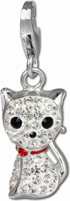 Image de SilberDream Femme Charm chat zircon blanc Pendentif à breloques 925 argent D2GSC506W