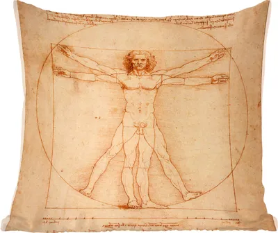 Produktbild von MuchoWow® Zierkissen Sofakissen Wohnzimmer Dekokissen 60x60 cm Der vitruvianische Mensch - Leonardo da Vinci - Sitzfläche - Foto Polster