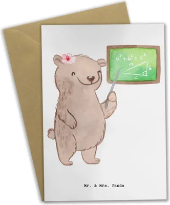 Produktbild von Mr. & Mrs. Panda Grußkarte Nachhilfelehrer Mathe Herz - Weiß - Geschenk, Nachhilfe, Mathematik, hochzeitskarten, weihnachtskarten, Nachhilfeunterrricht, einladungskarten