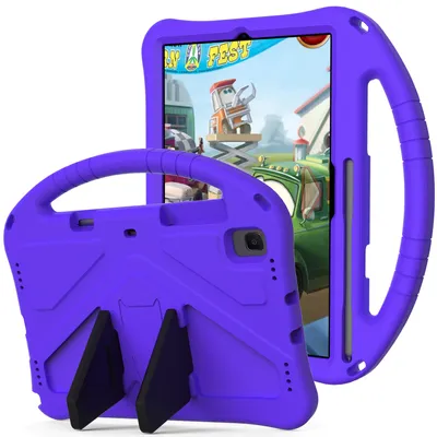 Produktbild von Kinder Hülle für Samsung Galaxy Tab S6 Lite 10.4-Zoll 2022/2020 (SM-P610/P613/P615/P619), Eva Leichte Stoßfeste Faltbarem Ständer, Kids Griff Schutzhülle Lila
