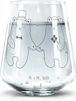 Produktbild von Mr. & Mrs. Panda Becherglas Bär Heirat - Transparent - Geschenk, Teddy, Wasserbecher, Trinkglas, Glas, Tumbler, Wasserglas