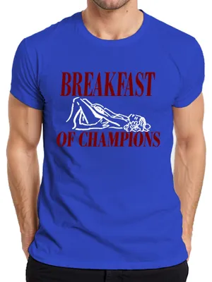 Obrázek produktu pro Tričko "Breakfast of Champions", vtipné, s dvojznačným humorem, pro dospělé, pánské, modré, velikost 3XL