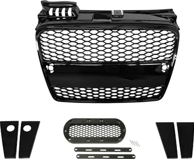 Produktbild von Kühlergrill Sportgrill Wabengrill Grill Schwarz Glanz Emblem Halter für Audi A4