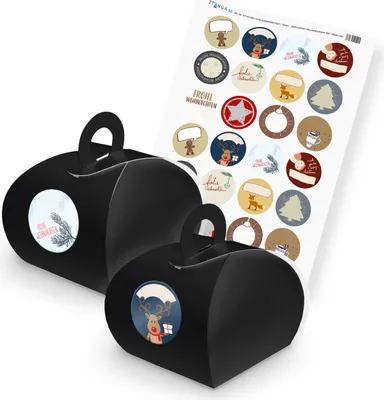Produktbild von itenga SET Weihnachten Geschenkesticker Mix (Motiv 56) 24x Geschenkschachtel mit