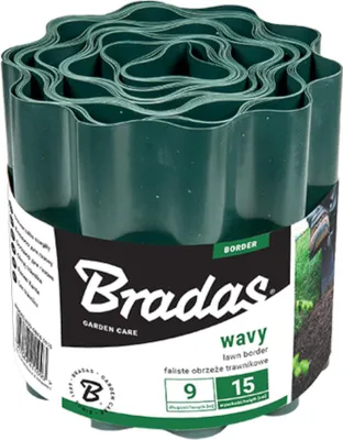 A roll of green wavy lawn border.