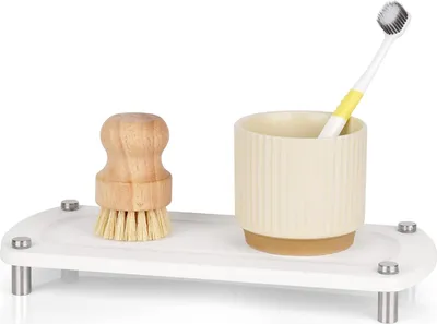 Produktbild von Küchen Spülbecken Organizer Riser mit Metallfuß für modernes Haus - Spülbecken Aufsatz (Weiß)