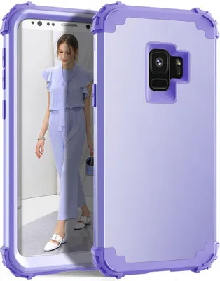 Produktbild von Galaxy S9 Hülle, LaimTop Heavy Duty 3 in 1 Hybrid Hart PC Flexibel TPU Silikon Stossfest Kratzfest Tasche Schutzhülle für Samsung Galaxy S9 Helles Lila