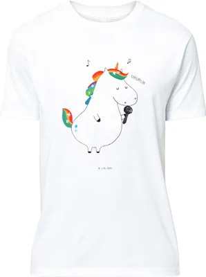 Produktbild von Mr. & Mrs. Panda Shirt Einhorn Sänger - Weiß - Geschenk, Geburtstag, Einhörner, S T-Shirt, mit Motiv, Freundin, Tshirt, Statementshirt, Fest, Unicorn, Party