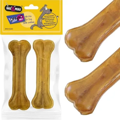 Productafbeelding van Geplette botten, een natuurlijke delicatesse, kauwsnack voor honden, Woof&Miao, 12,5 cm, 2 stuks.