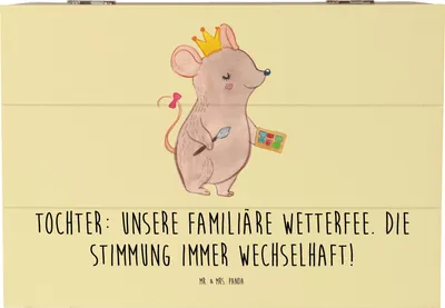 Produktbild von Mr. & Mrs. Panda Geschenkbox Tochter Wetterfee 22 x 15 cm - Gelb Pastell - Geschenk, fotobox, Teenager, Eltern, Einfallsreichtum, Familie, geschenkkiste, Dankeschön, Box
