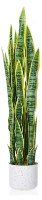 Produktbild von Künstliche Sansevieria im Topf - Deko Kunstpflanze - Realistisch - Pflegeleicht - Bodenpflanze für Innenbereich 90 cm - Grün